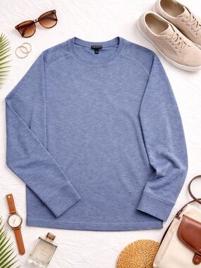 Banana Republic Lightweight Knit Sweater | Men’s SZ Medium | Soft Blue Crewneck